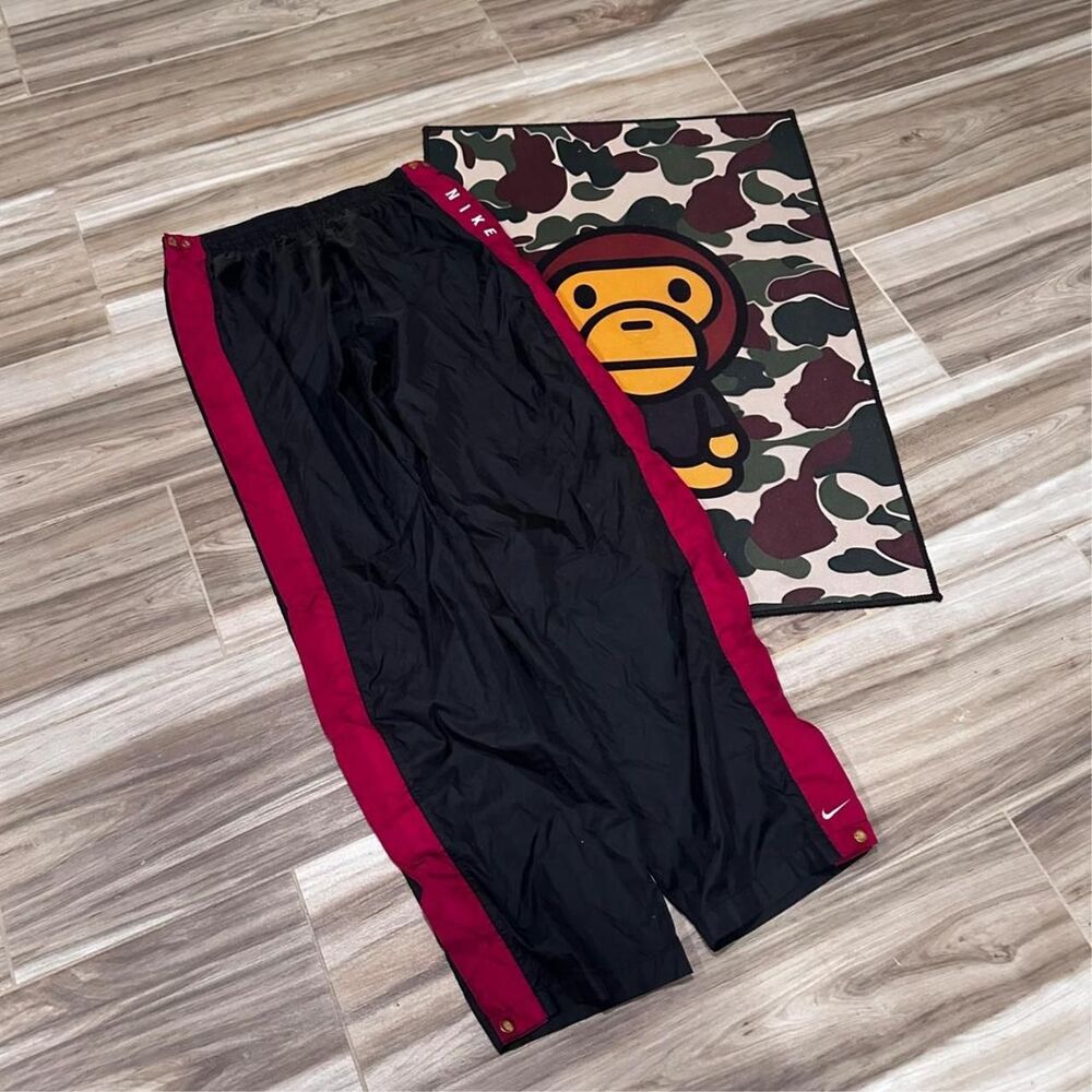 Vintage Y2K Nike red and black track pants with red side panels